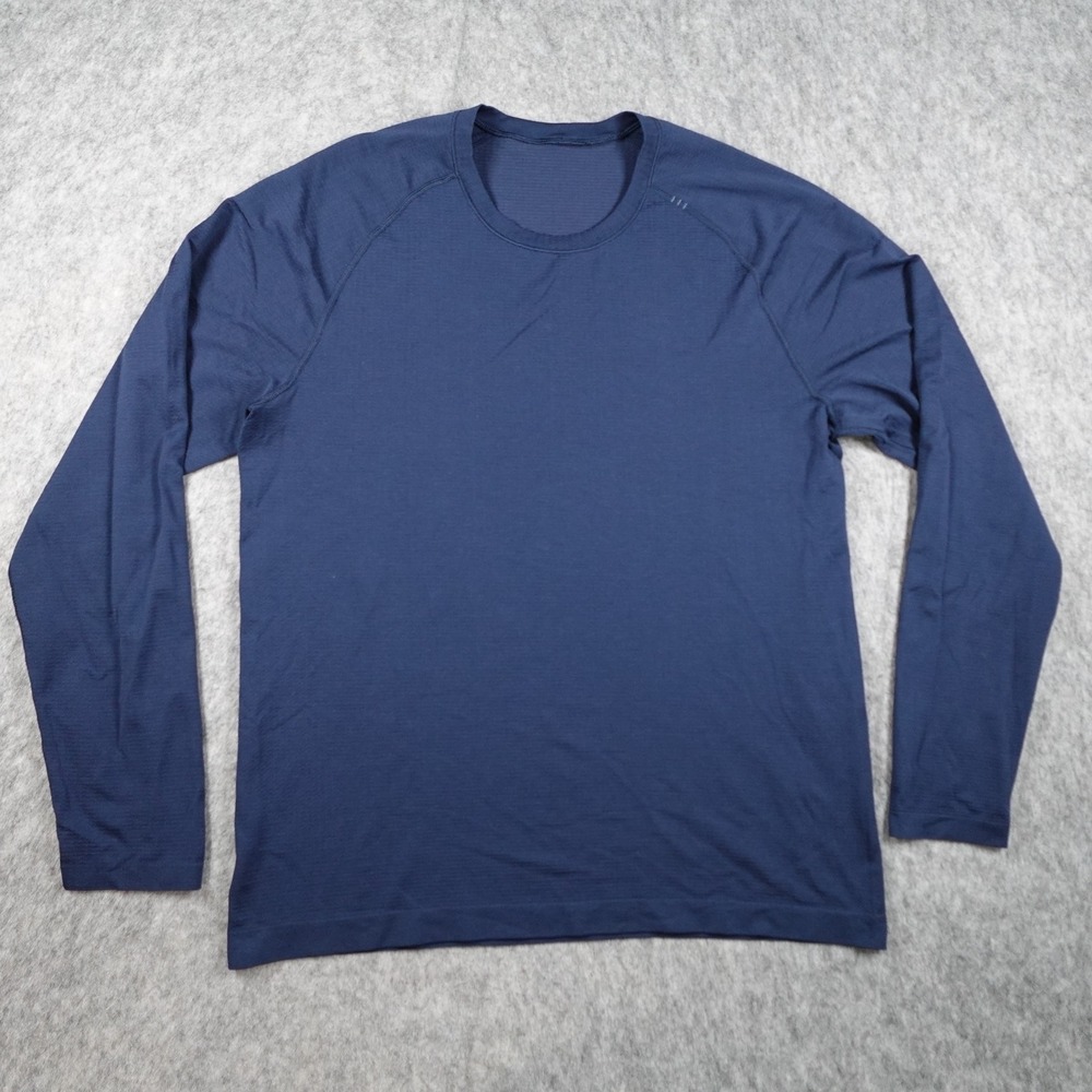 Lululemon Shirt Mens Large Blue Metal Vent Tech Long‎ Sleeve Crew Neck